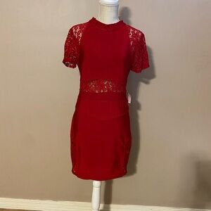 VENUS Red Lace Mini Dress